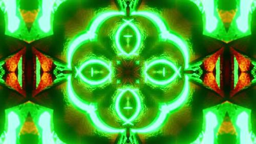 Videohive - Green circular design with black background. Kaleidoscope VJ loop - 48042836 - 48042836