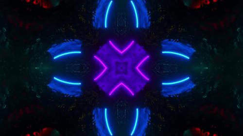 Videohive - Very colorful and abstract design with blue background. Kaleidoscope VJ loop - 48042839 - 48042839