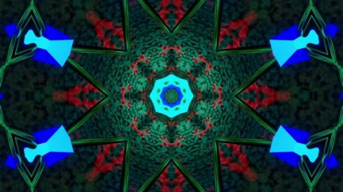 Videohive - Kaleidoscope of blue and green flower with black center. Kaleidoscope VJ loop - 48042840 - 48042840