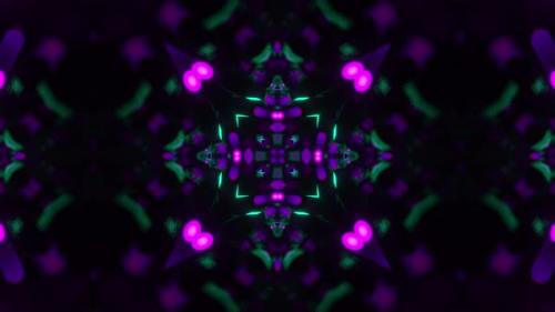 Videohive - Purple and green abstract design with black background. Kaleidoscope VJ loop - 48042841 - 48042841