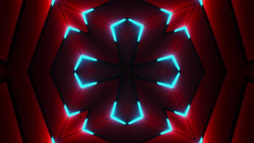 Videohive - Red and blue abstract design with star pattern on it. Kaleidoscope VJ loop - 48042842 - 48042842
