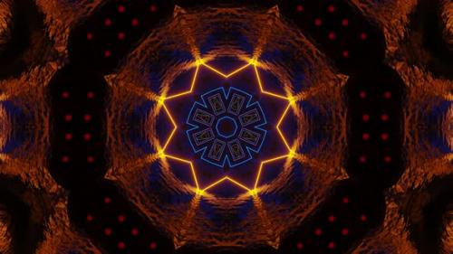 Videohive - Circular design in orange and blue. Kaleidoscope VJ loop - 48042844 - 48042844