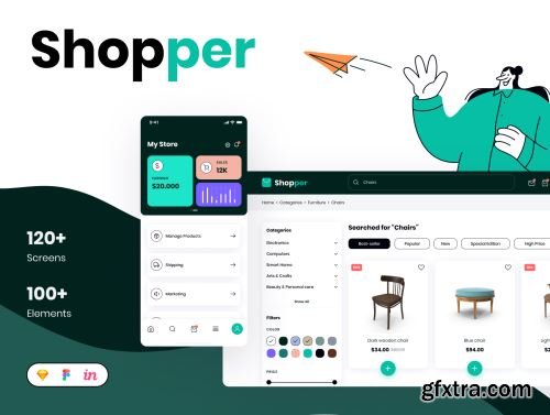 Shopper - Ecommerce Mobile App & Website Ui8.net