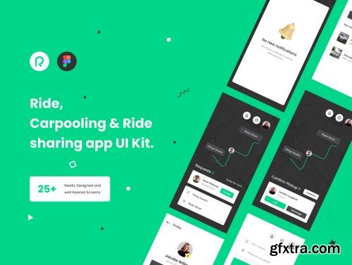 Ride - Carpooling & Ride sharing app UI Kit Ui8.net