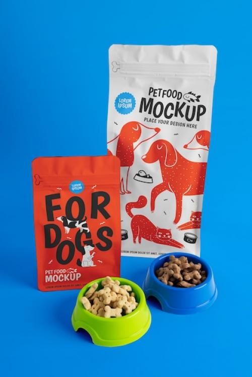 Premium PSD | Food bag mock-up design for pets Premium PSD