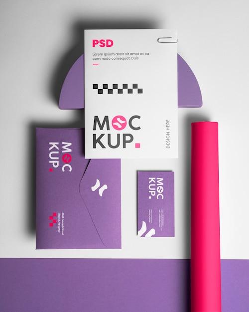 Premium PSD | Digital lavender stationery set mock-up design Premium PSD