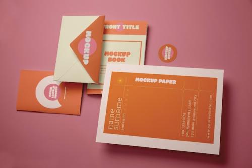 Premium PSD | View of matte style floating stationery collection Premium PSD