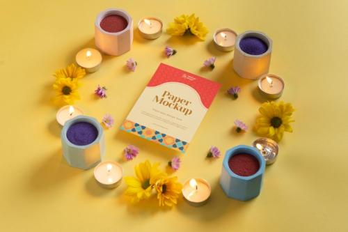 Premium PSD | Stationery mock-up with diwali festival aesthetic Premium PSD