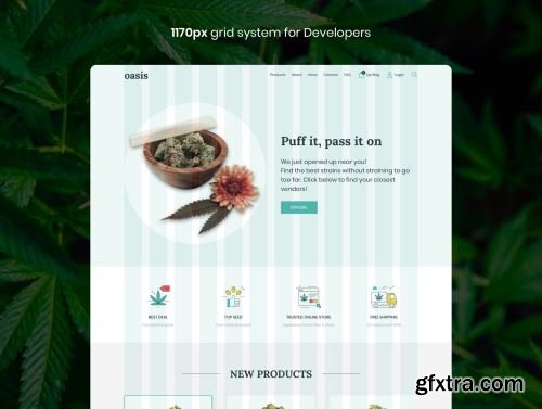 Oasis - Marijuana eCommerce Sketch Template Ui8.net