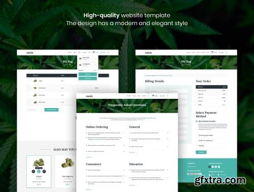 Oasis - Marijuana eCommerce Sketch Template Ui8.net