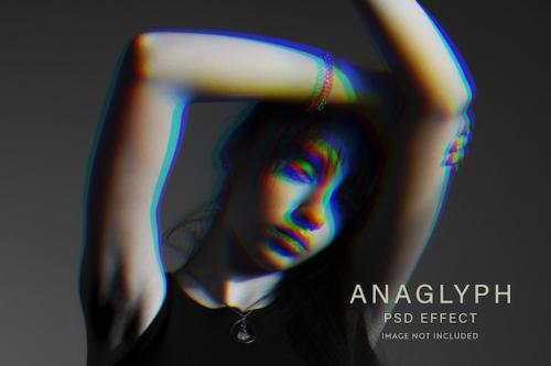 Premium PSD | Anaglyph psd photo effect Premium PSD