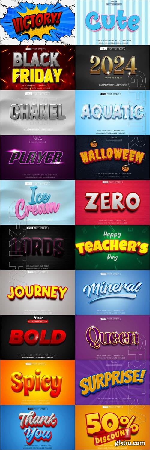 20 Psd style text effect editable set vol 43