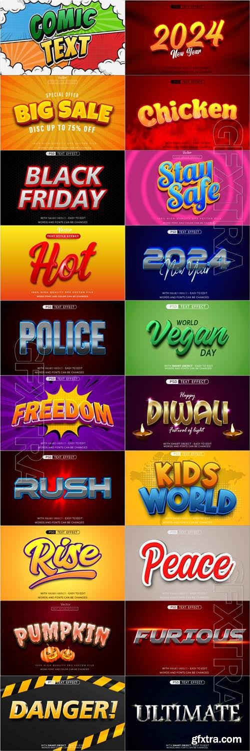 20 Psd style text effect editable set vol 41