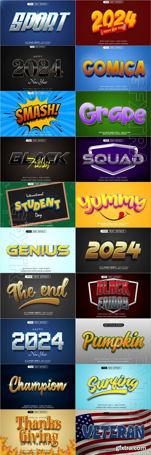 20 Psd style text effect editable set vol 42