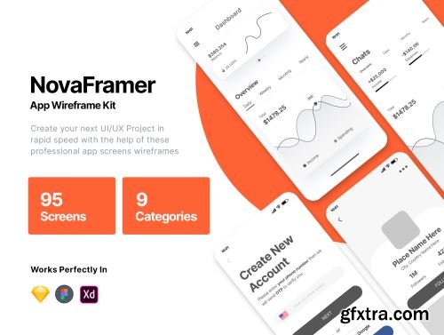 Nova App Wireframe Kit Ui8.net