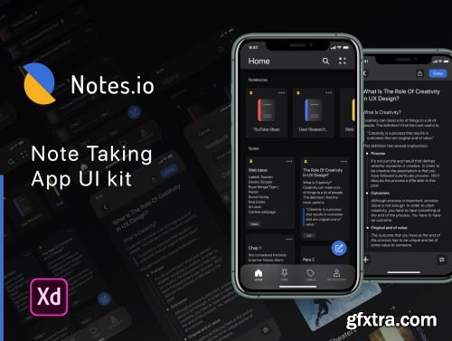 Notes.io Notes Taking App UI Kit Dark Mode Ui8.net