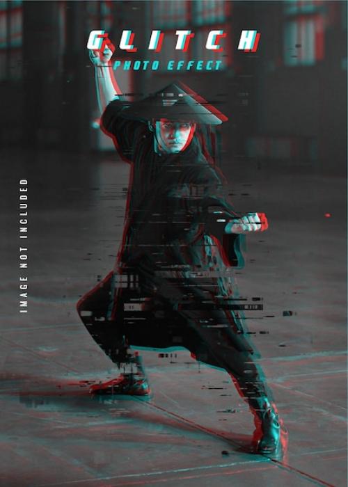 Premium PSD | Glitch photo effect template Premium PSD