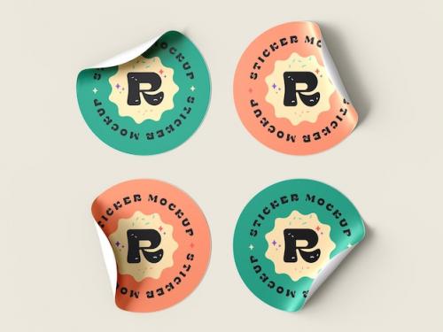 Premium PSD | Glossy round sticker mockup Premium PSD