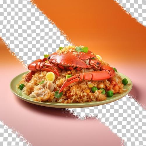 Premium PSD | A plate of food with a lobster and rice on it Premium PSD