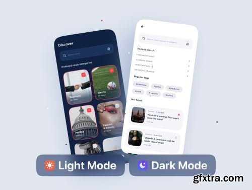 Newzia - Modern Mobile News App UI Kit Ui8.net