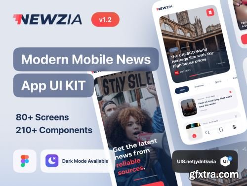 Newzia - Modern Mobile News App UI Kit Ui8.net