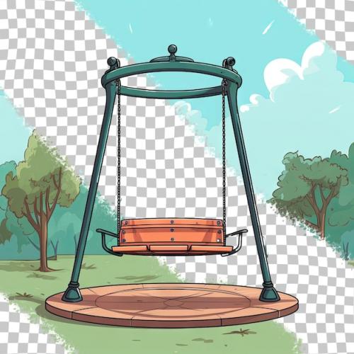 Premium PSD | Children and adults can use the park s circular metal swing Premium PSD