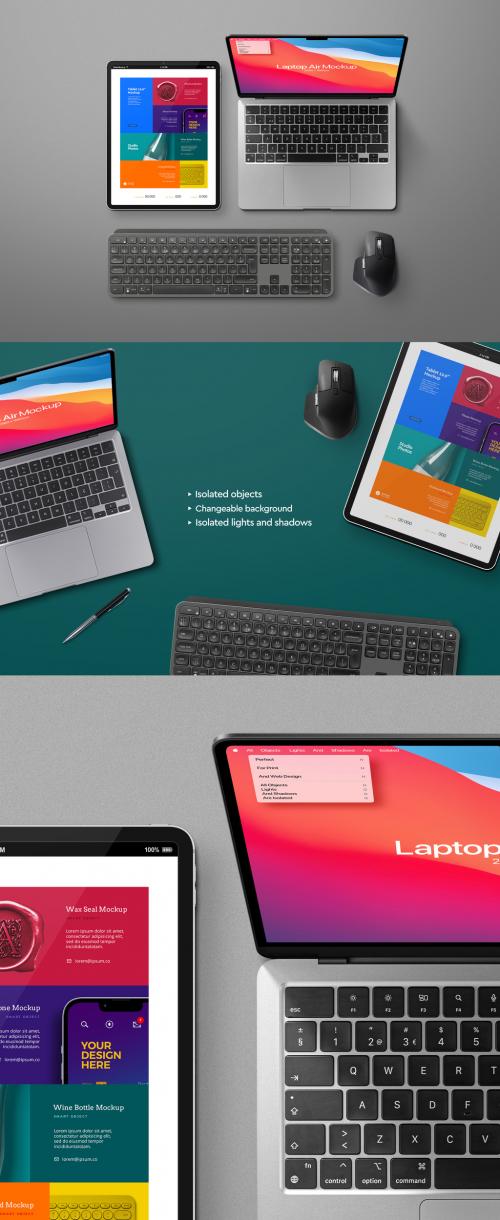 Laptop Air Mockup Keyboard Mouse Tablet Pro Scene 643712374