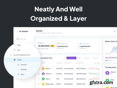 Negosin - Crypto Tracking Dashboard UI KIts Ui8.net