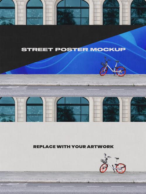 City Hoarding Street Urban Outdoor Poster Mockup Template Branding Billboard Advertisement 644044946