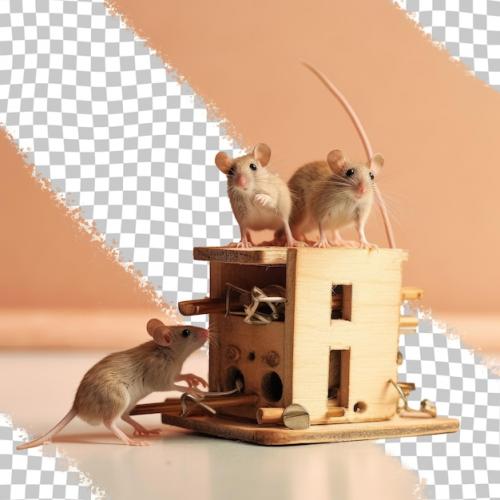 Premium PSD | Mice trapped in the house using mousetrap Premium PSD