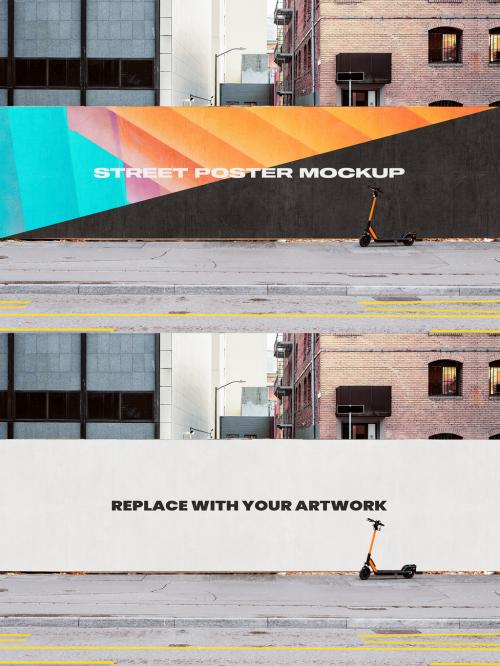 City Hoarding Street Urban Outdoor Poster Mockup Template Branding Billboard Advertisement 644044656