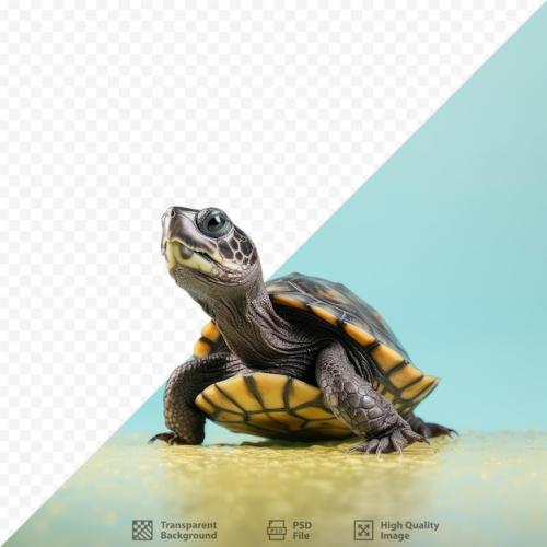 Premium PSD | Isolated white aquarium with a small turtle Premium PSD