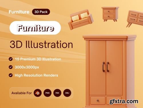 MYFURNITURE: 3D Furniture Icons Ui8.net