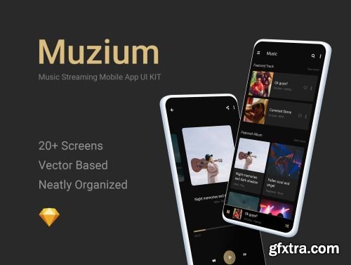 Muzium - Music Streaming mobile app UI KIT (sketch) Ui8.net