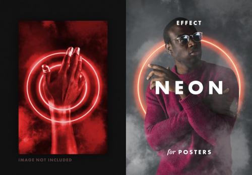 Premium PSD | Neon shapes photo effect for posters Premium PSD