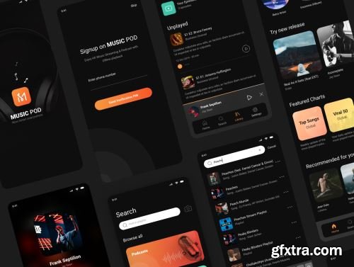 MusicPod App - Complete UI Kit Ui8.net