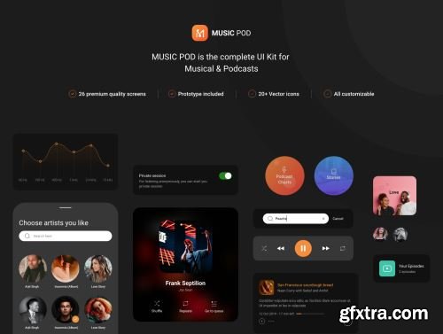 MusicPod App - Complete UI Kit Ui8.net