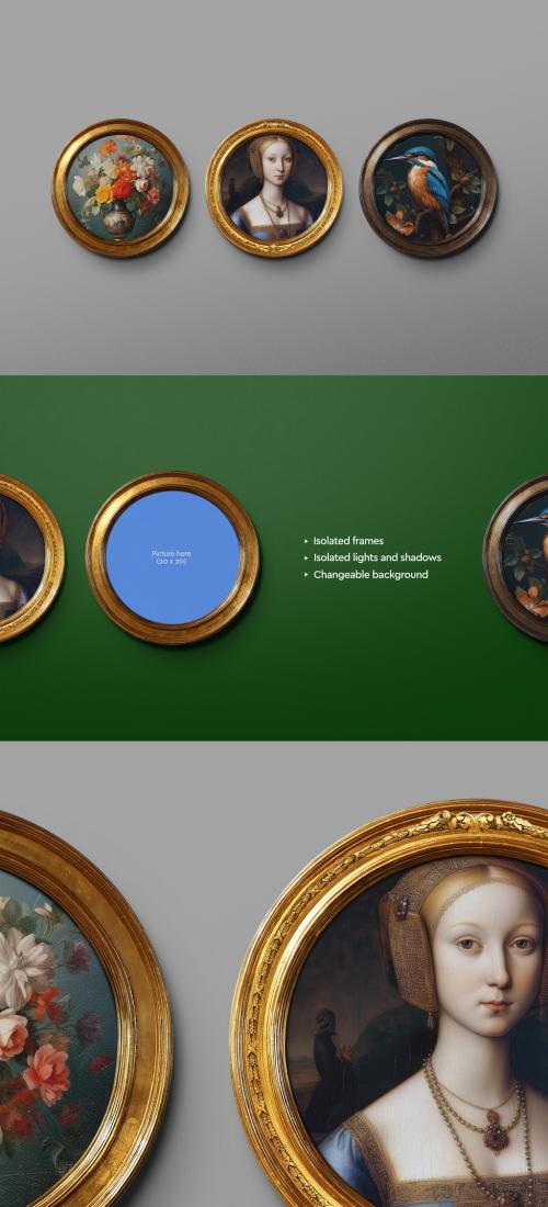 Frame Mockup 20 x 20 Old Antique Wooden Round 650604600