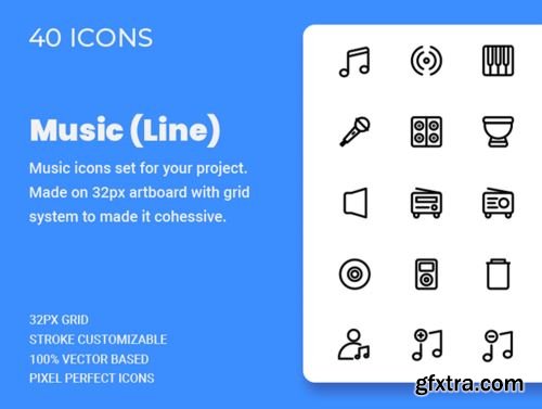 Music Icon Set (Line) Ui8.net