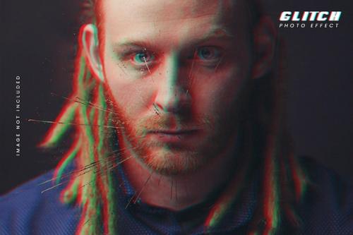 Premium PSD | Glitch photo effect Premium PSD