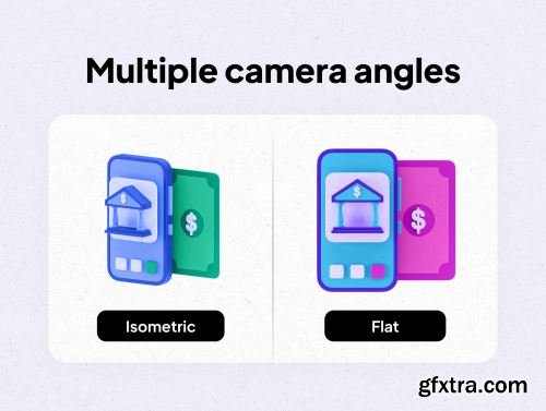 Multiangle 3D Banking Icons Ui8.net