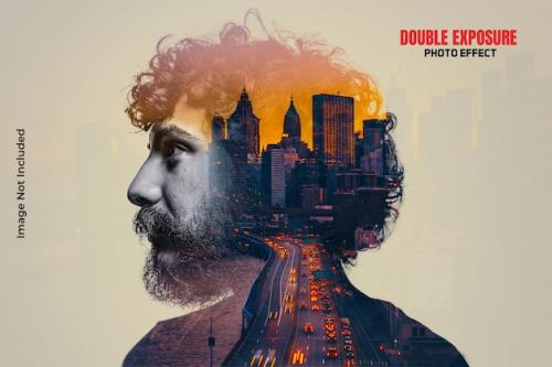 Premium PSD | Double exposure photo effect mockup Premium PSD