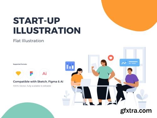 Muda mudi - Startup & Team work Illustrations Ui8.net