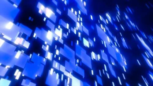 Videohive - Blue energy squares and rectangles particles magic glowing hi-tech futuristic abstract background - 48039471 - 48039471