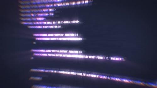 Videohive - The process of writing a digital code by a programmer in a programming language, glowing letters - 48039473 - 48039473