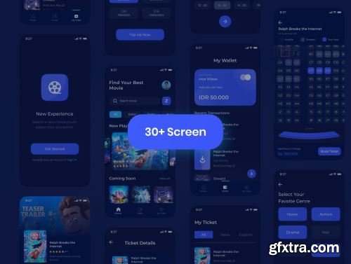 Movea - Movie Ticket App UI Kit Ui8.net