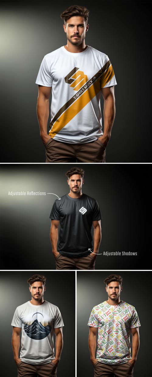 Man Wearing A T-shirt Mockup. Generative Ai 647120469