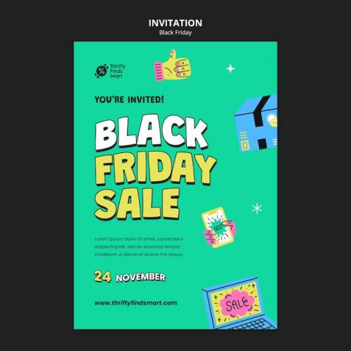 Premium PSD | Black friday invitation template Premium PSD