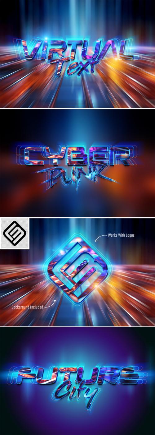 Virtual Text Effect With 3D Neon Style Mockup 647117830