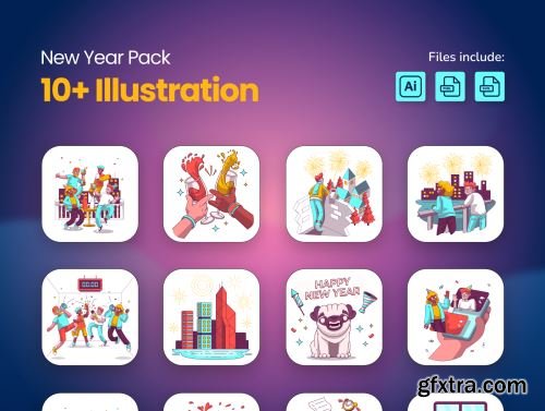 New Year Illustration Pack Ui8.net